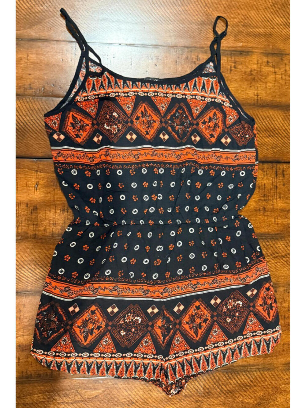 J For Justify Juniors' Patterned Sleeveless Romper Shorts - Size Medium